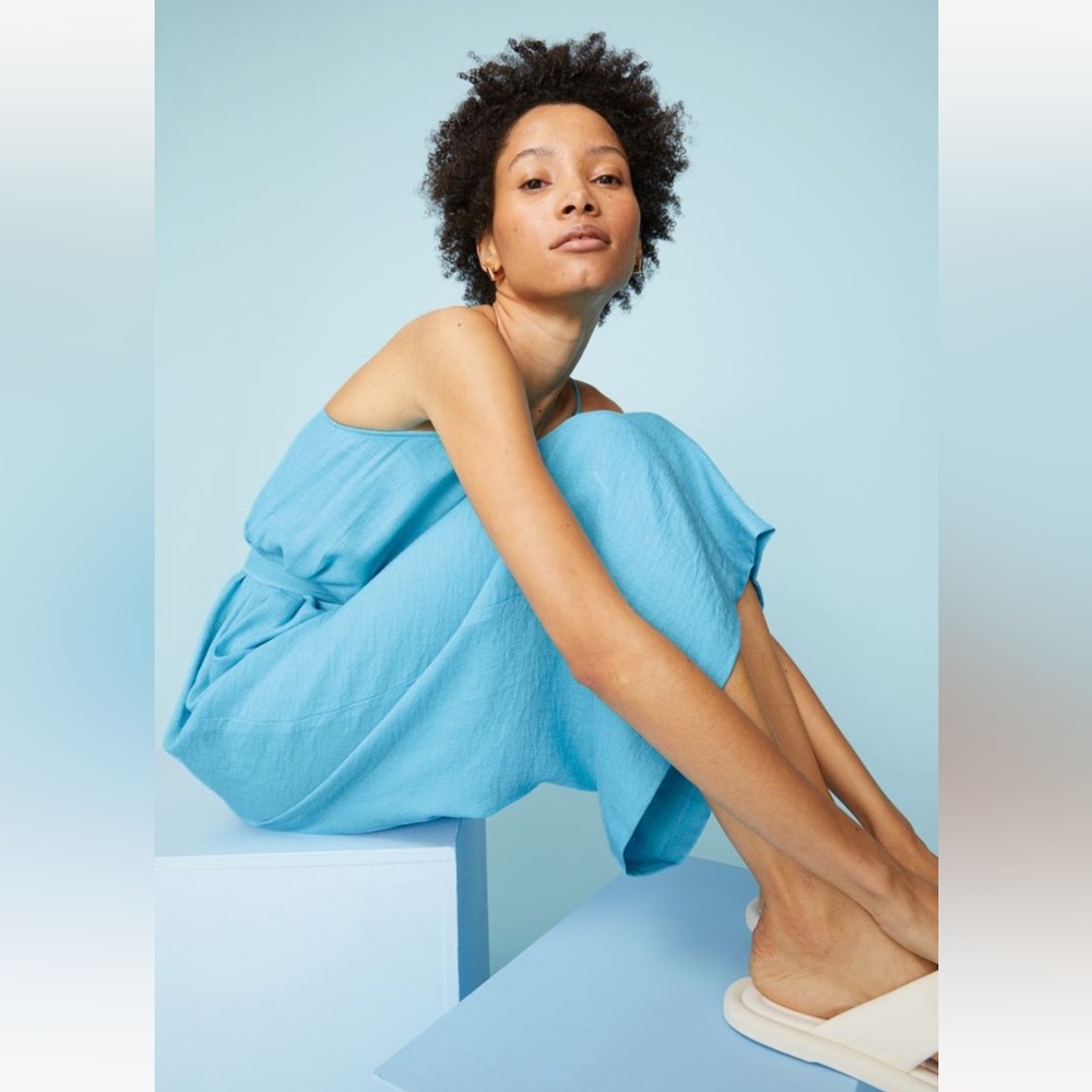 Turquoise Wide-cut Tie-belt Jumpsuit